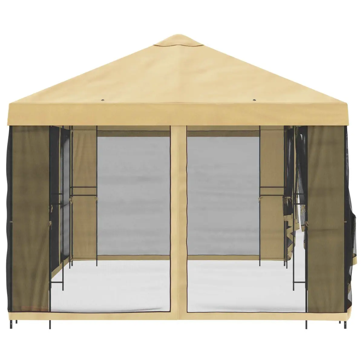 Garden Gazebo 6x3m Outdoor Canopy Cream Mesh Sidewalls Patio Shelter Structure