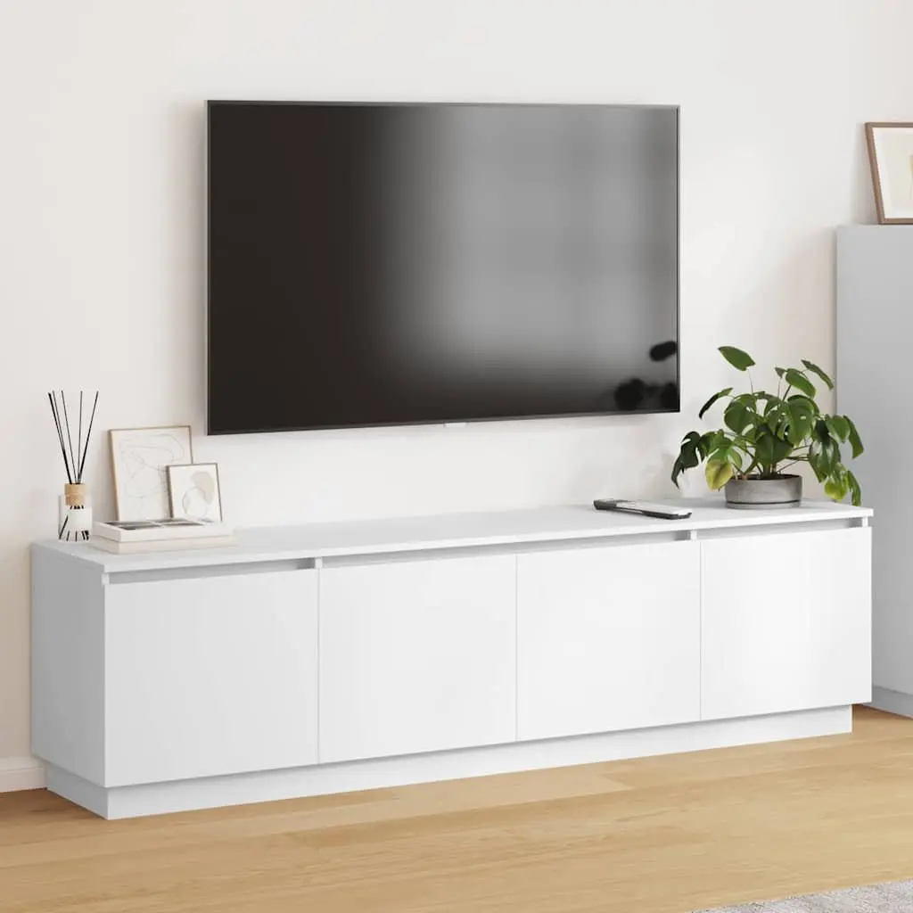 White TV Cabinet Modern LED Storage Unit 180x38x49cm Engineered Wood Lounge