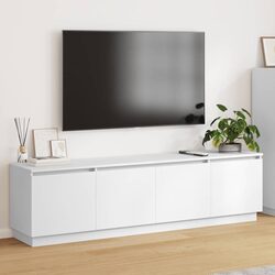 White TV Cabinet Modern LED Storage Unit 180x38x49cm Engineered Wood Lounge