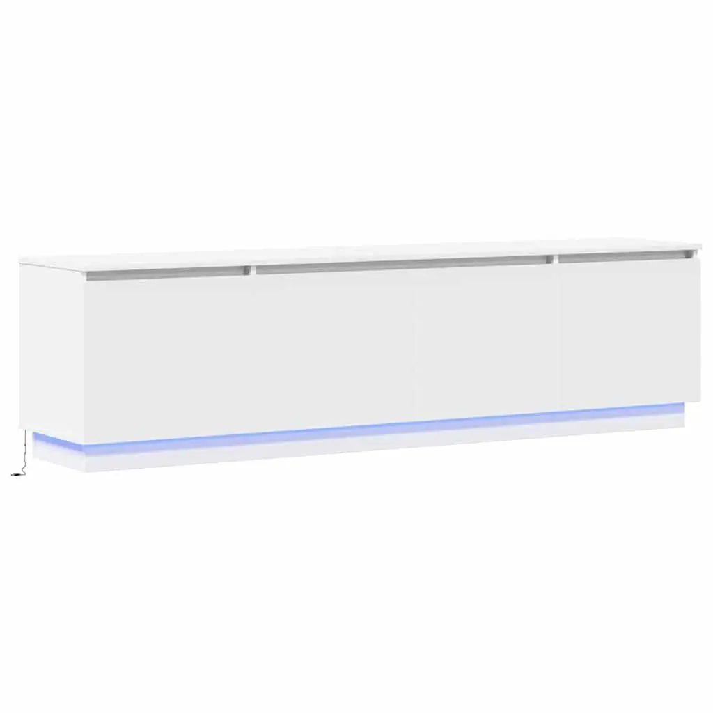 White TV Cabinet Modern LED Storage Unit 180x38x49cm Engineered Wood Lounge