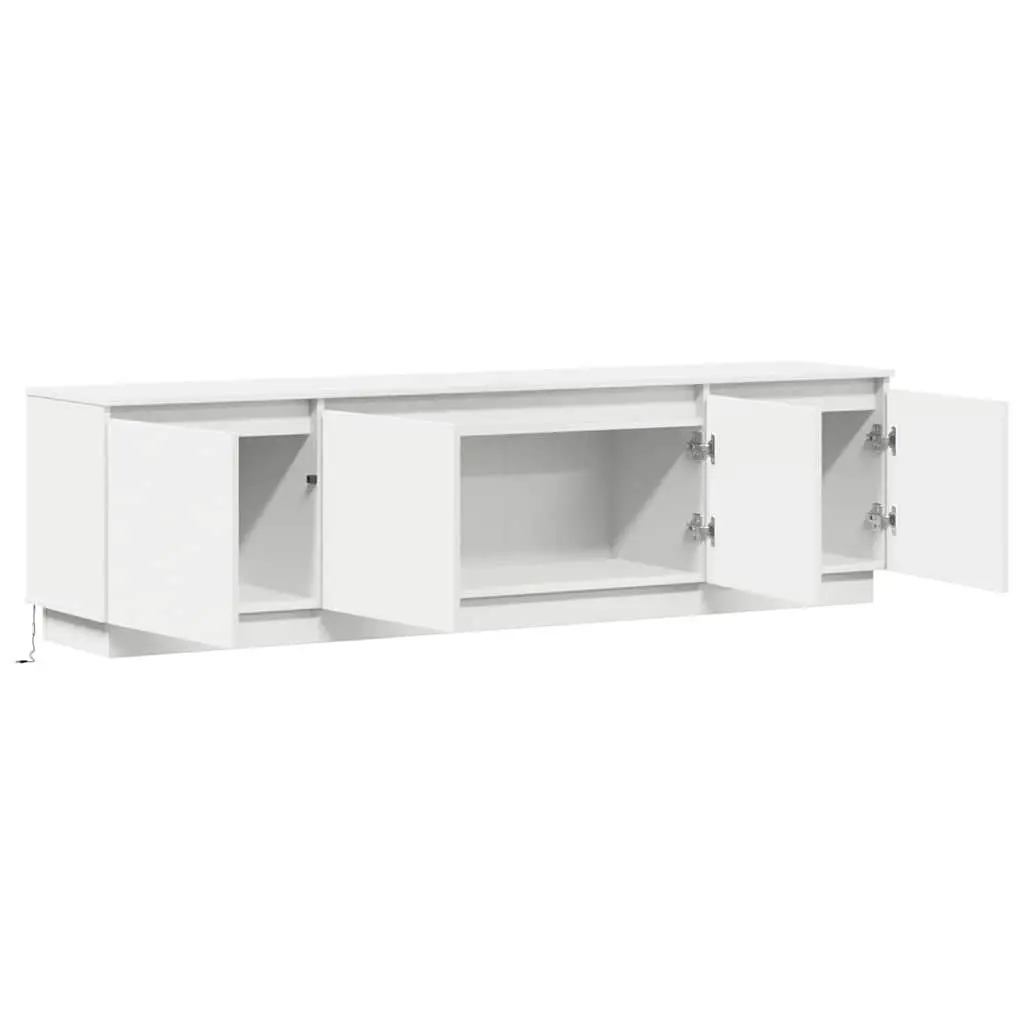 White TV Cabinet Modern LED Storage Unit 180x38x49cm Engineered Wood Lounge