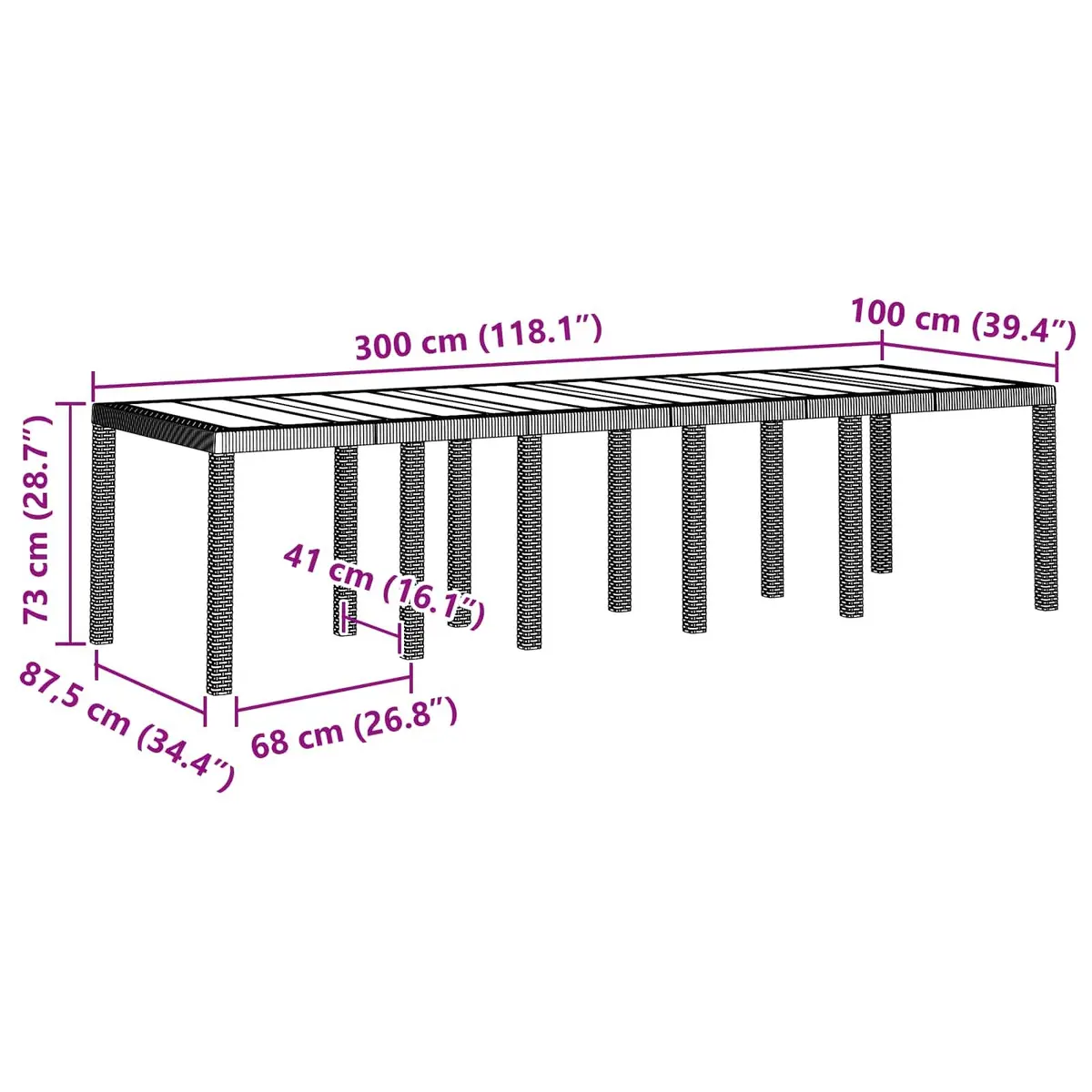 Garden Dining Table Anthracite Poly Rattan Outdoor Furniture Rectangular