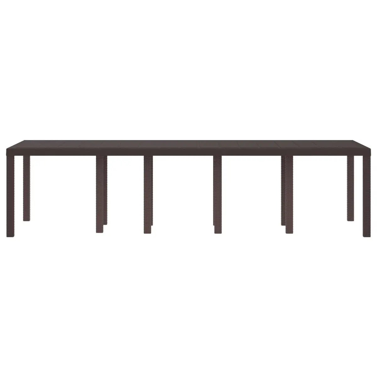 Garden Dining Table Rectangular Outdoor Poly Rattan Brown 300x100x73cm Steel