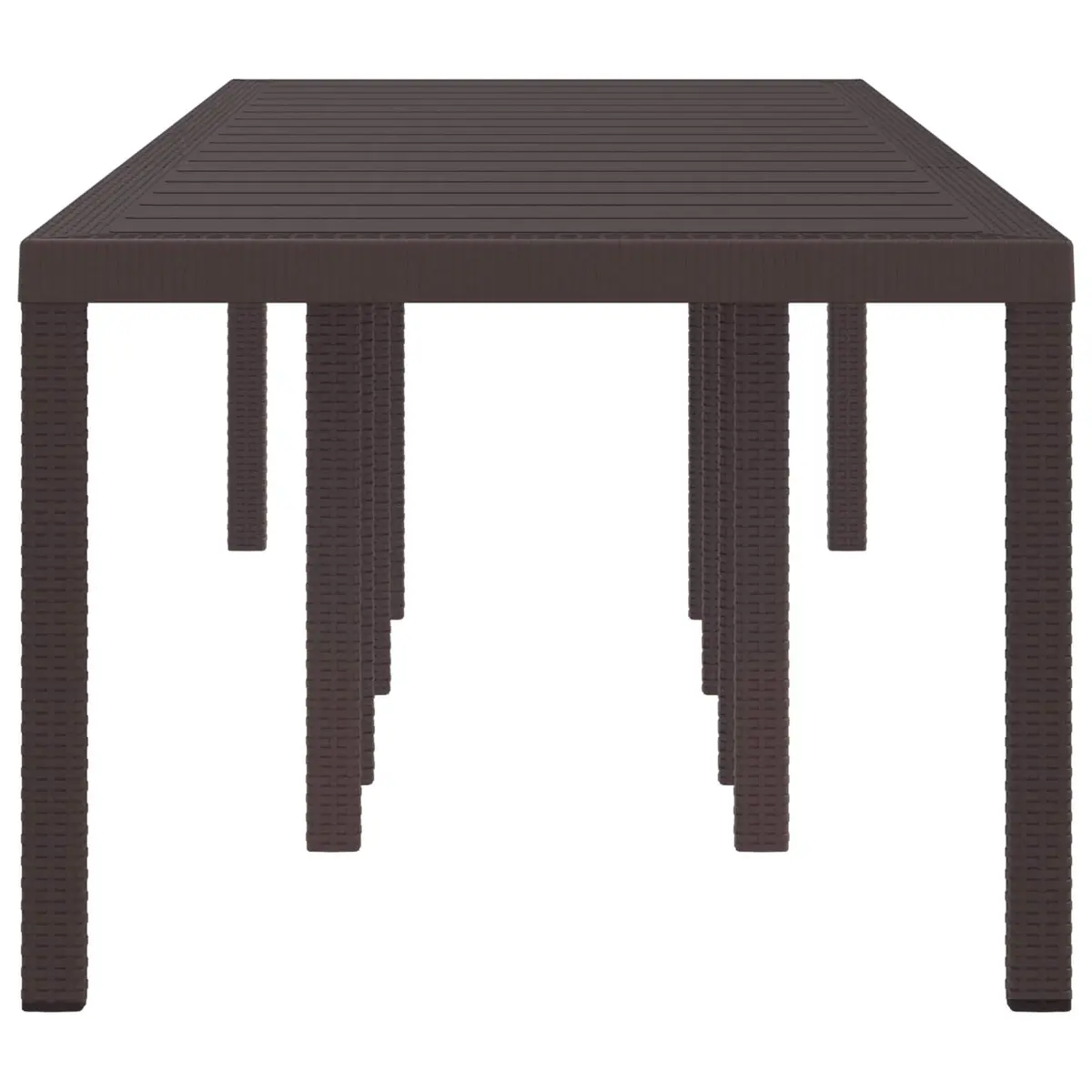 Garden Dining Table Rectangular Outdoor Poly Rattan Brown 300x100x73cm Steel