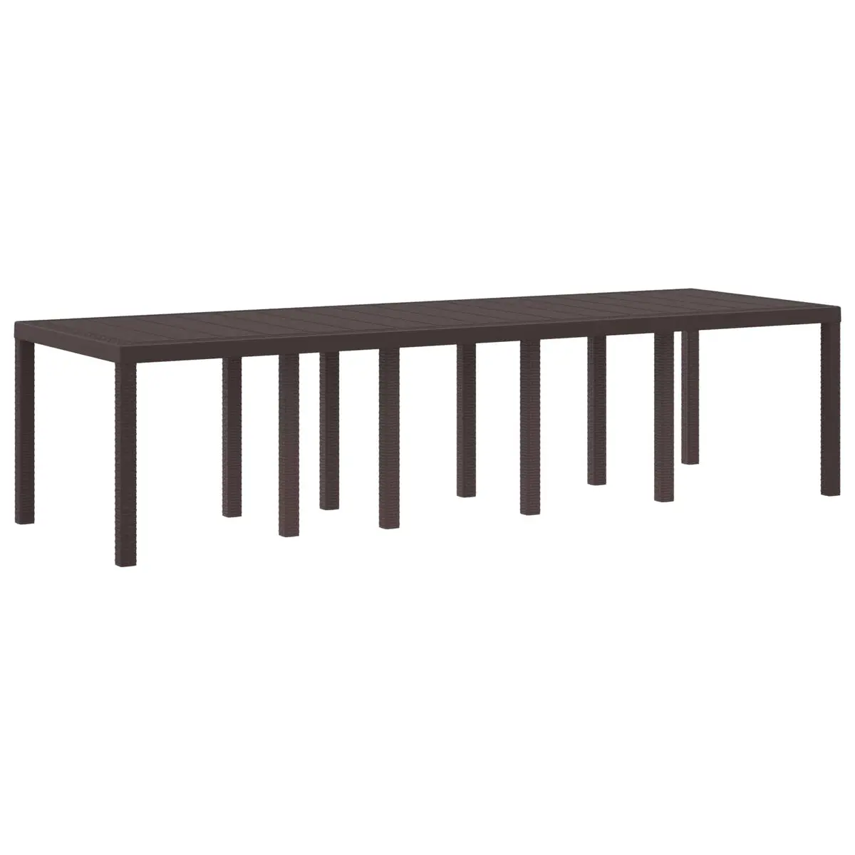 Garden Dining Table Rectangular Outdoor Poly Rattan Brown 300x100x73cm Steel