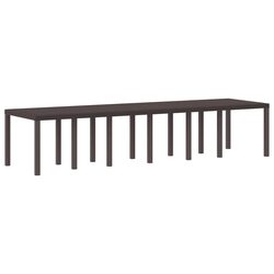 Outdoor Garden Dining Table Rectangle Brown Poly Rattan Steel Frame 350x100x74cm