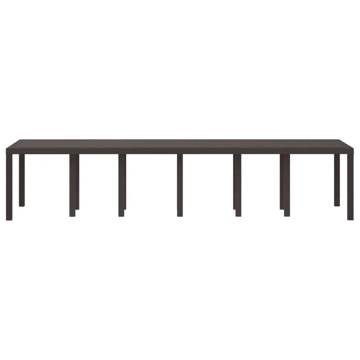 Outdoor Garden Dining Table Rectangle Brown Poly Rattan Steel Frame 350x100x74cm