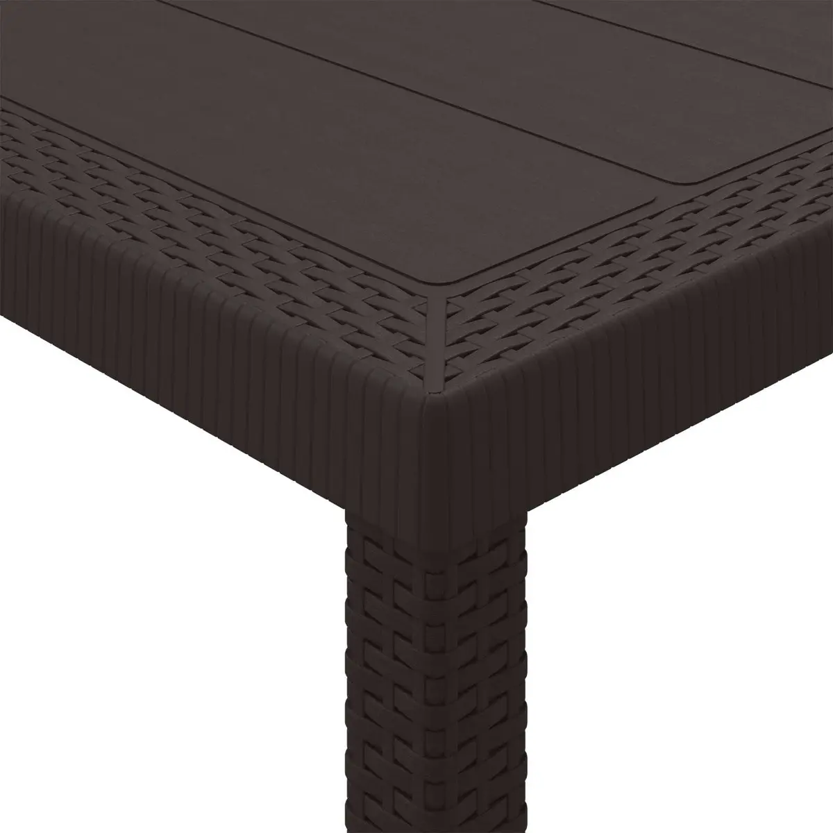 Outdoor Garden Dining Table Rectangle Brown Poly Rattan Steel Frame 350x100x74cm