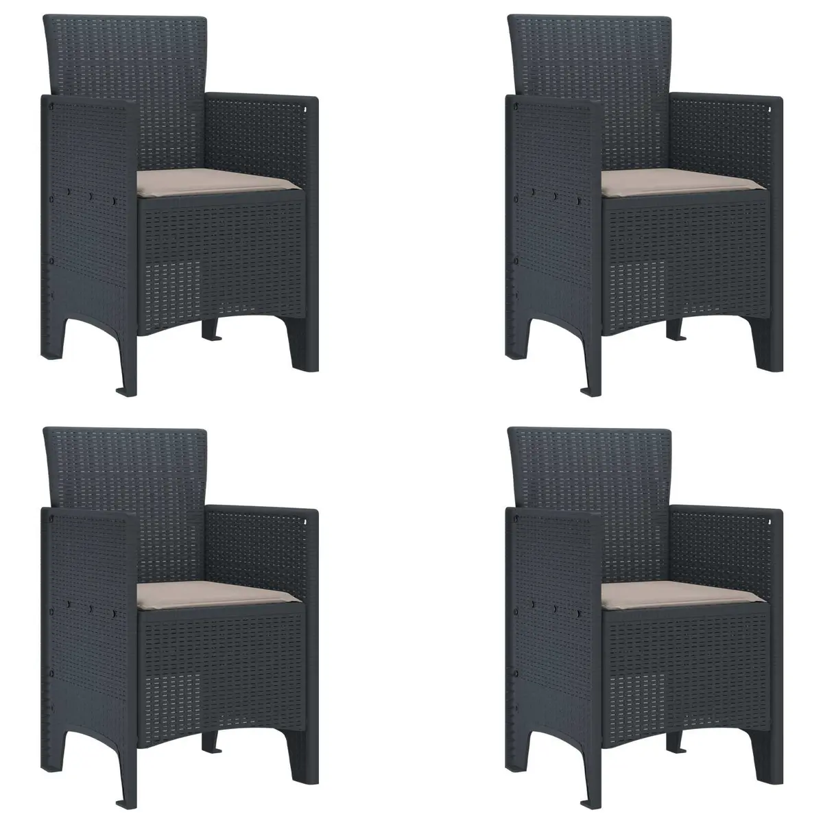 Garden Dining Set Anthracite 5 Piece Outdoor Patio Table Chairs Cushions Poly Rattan
