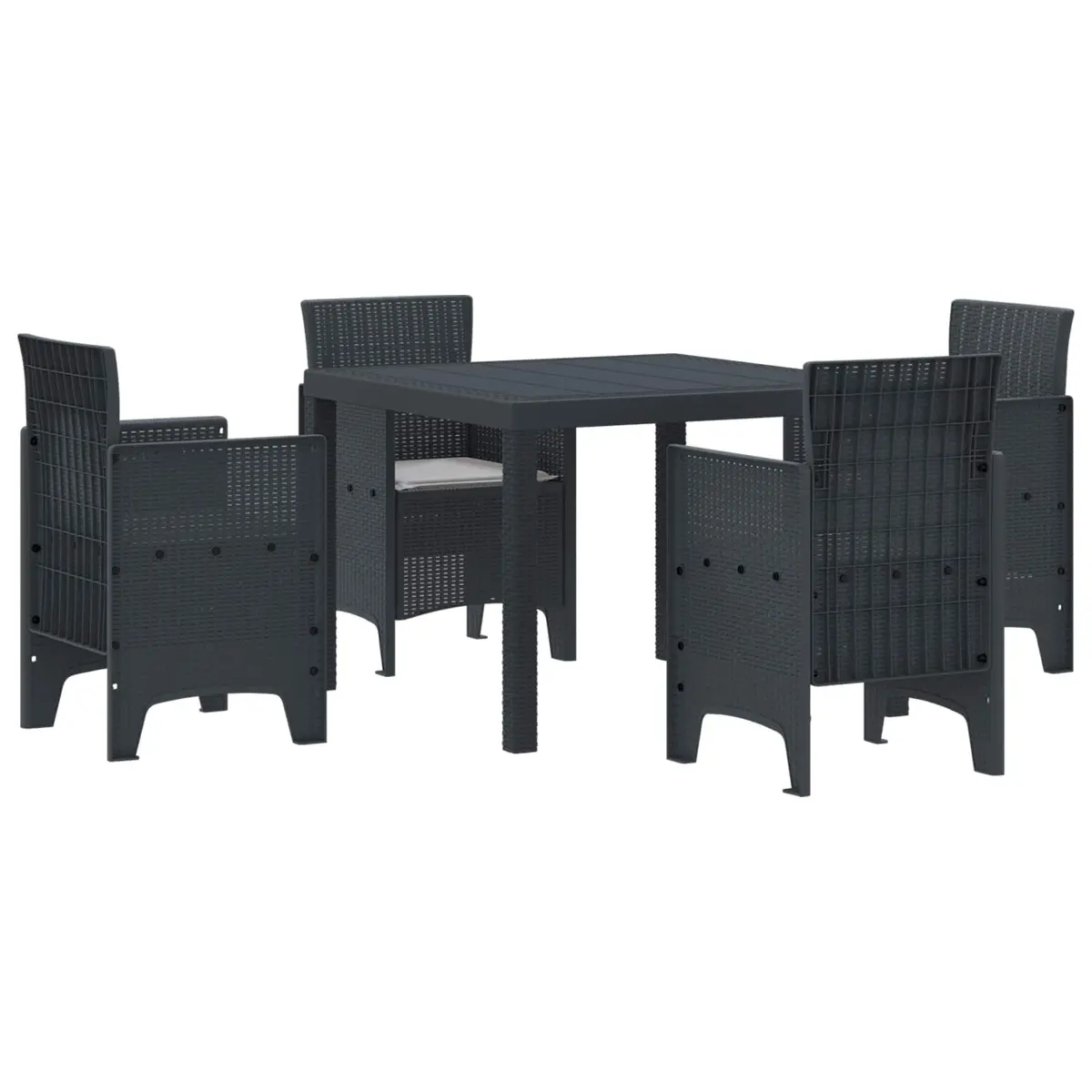 Garden Dining Set 5 pcs Anthracite Outdoor Patio Table Chairs Cushions
