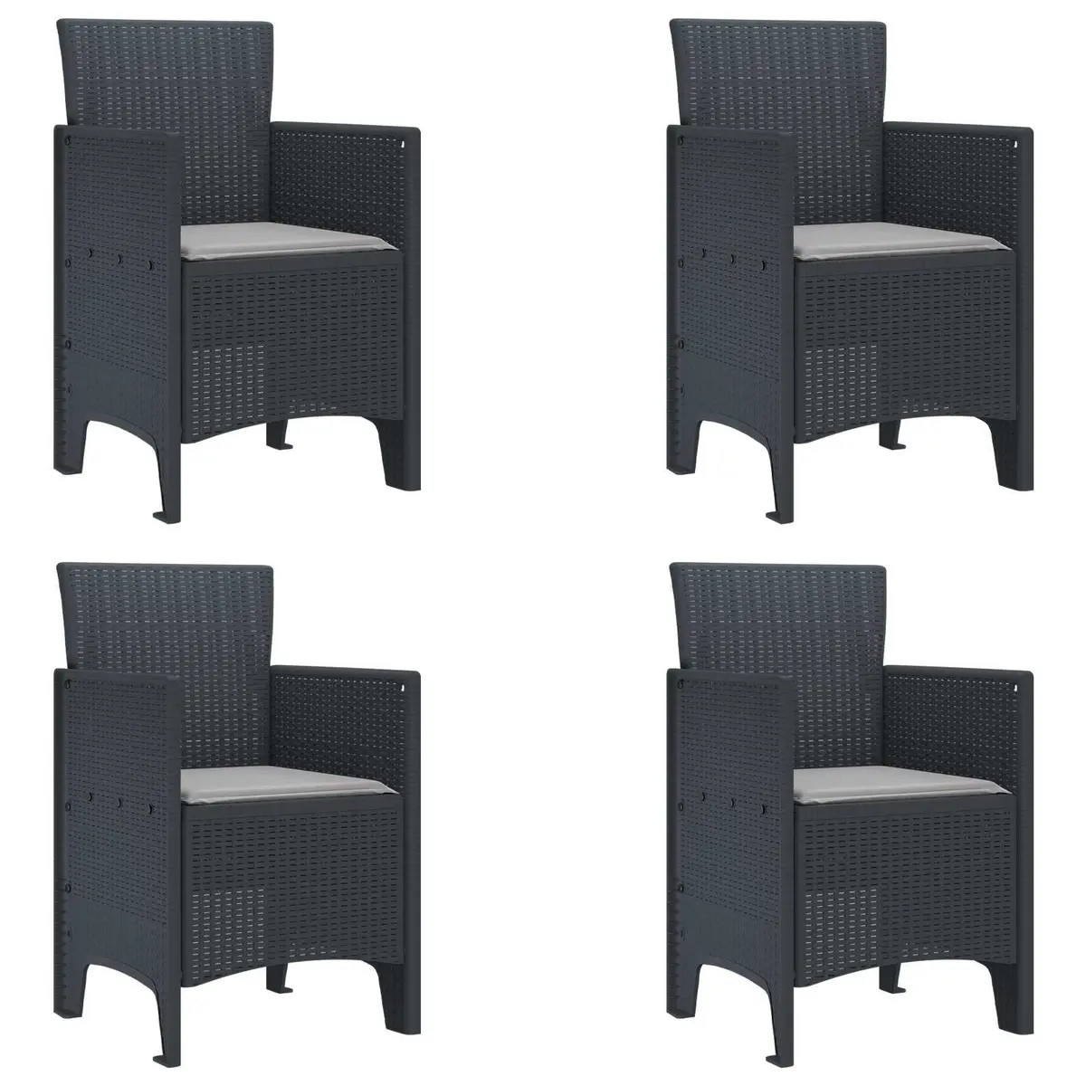 Garden Dining Set 5 pcs Anthracite Outdoor Patio Table Chairs Cushions