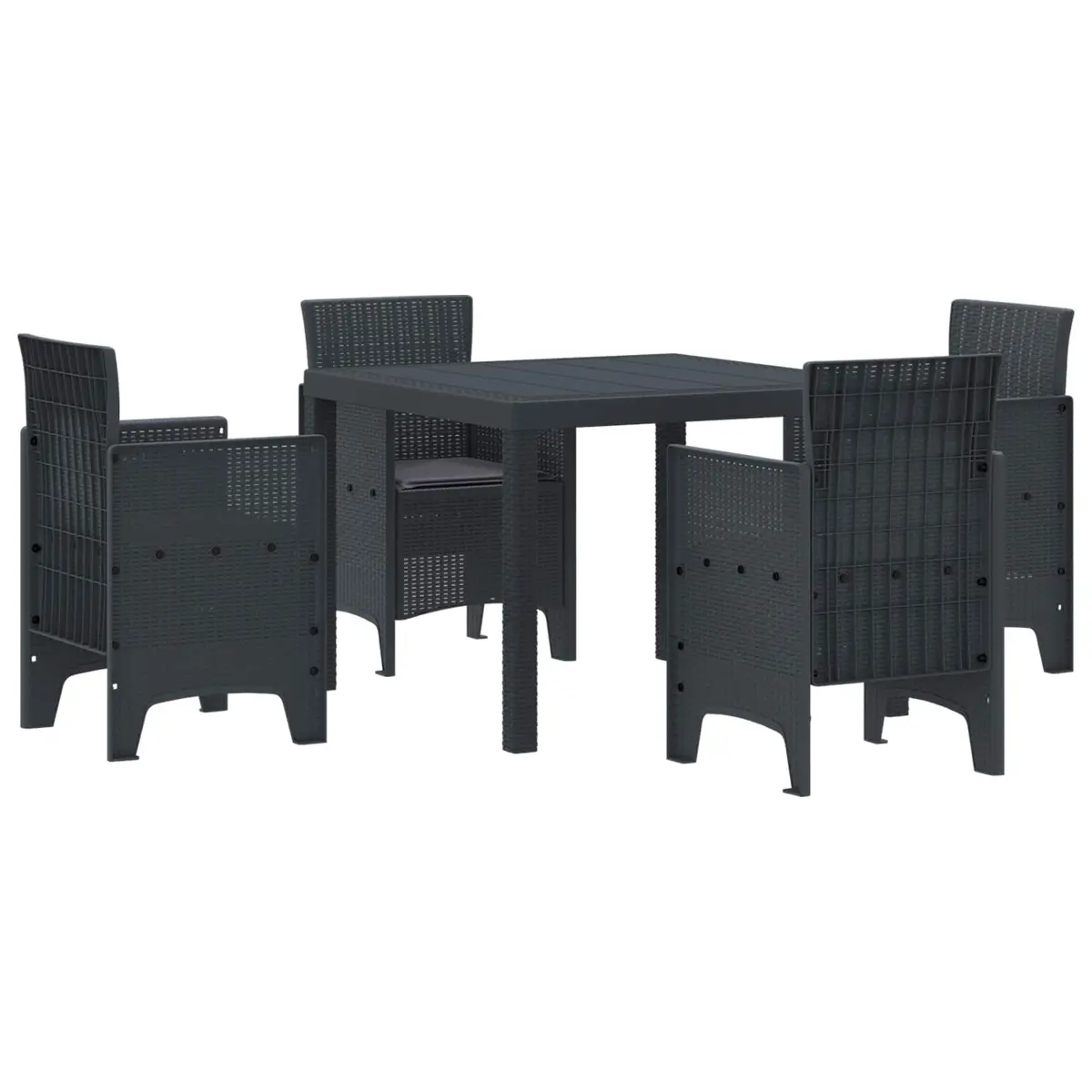 Garden Dining Set Anthracite 5 Piece Square Table Chairs with Cushions Outdoor Furniture