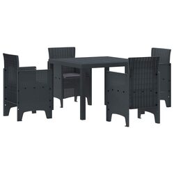 Garden Dining Set 5 Piece Outdoor Furniture Square Table Chairs Anthracite