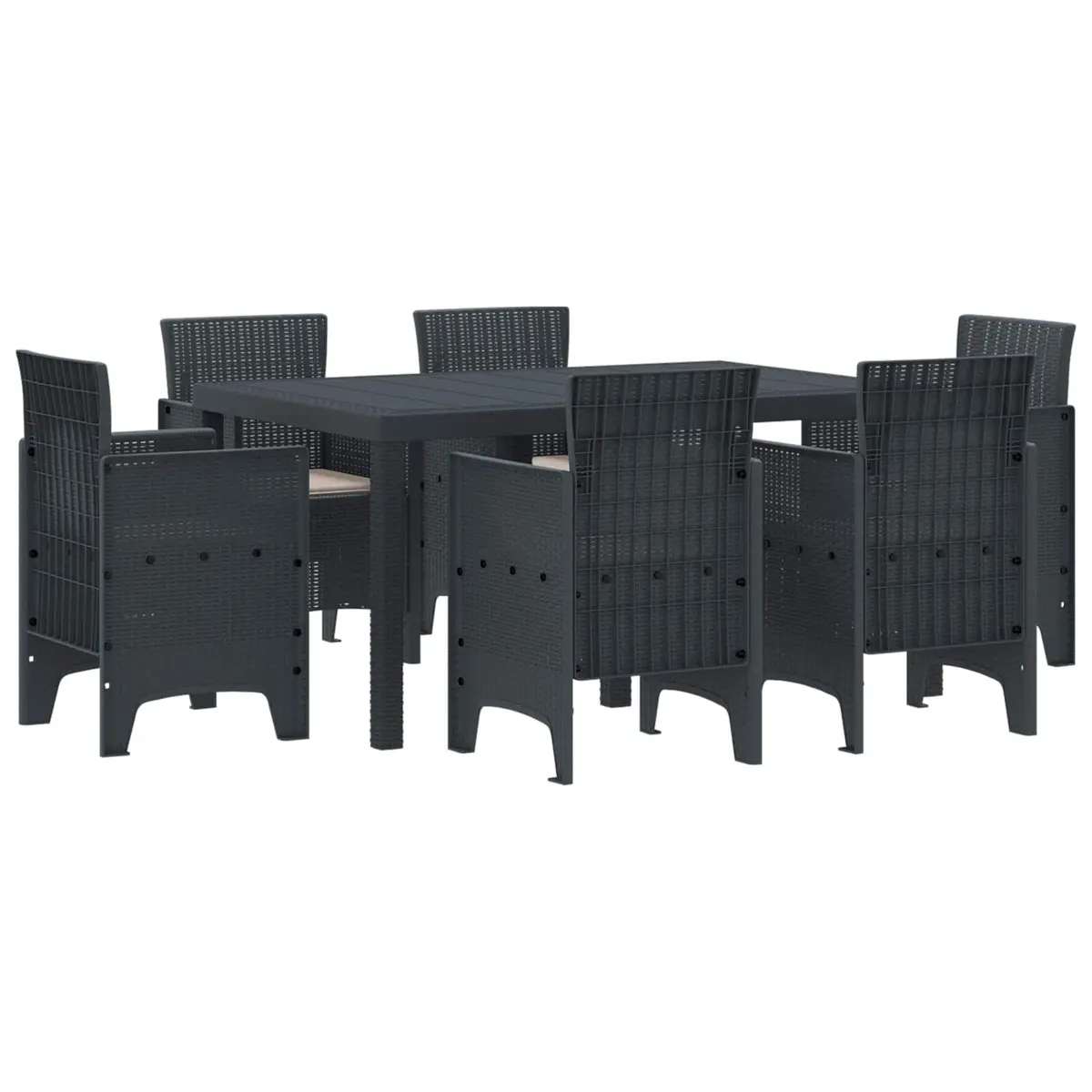 Garden Dining Set 7 Pieces Outdoor Patio Table Chairs Anthracite Rattan