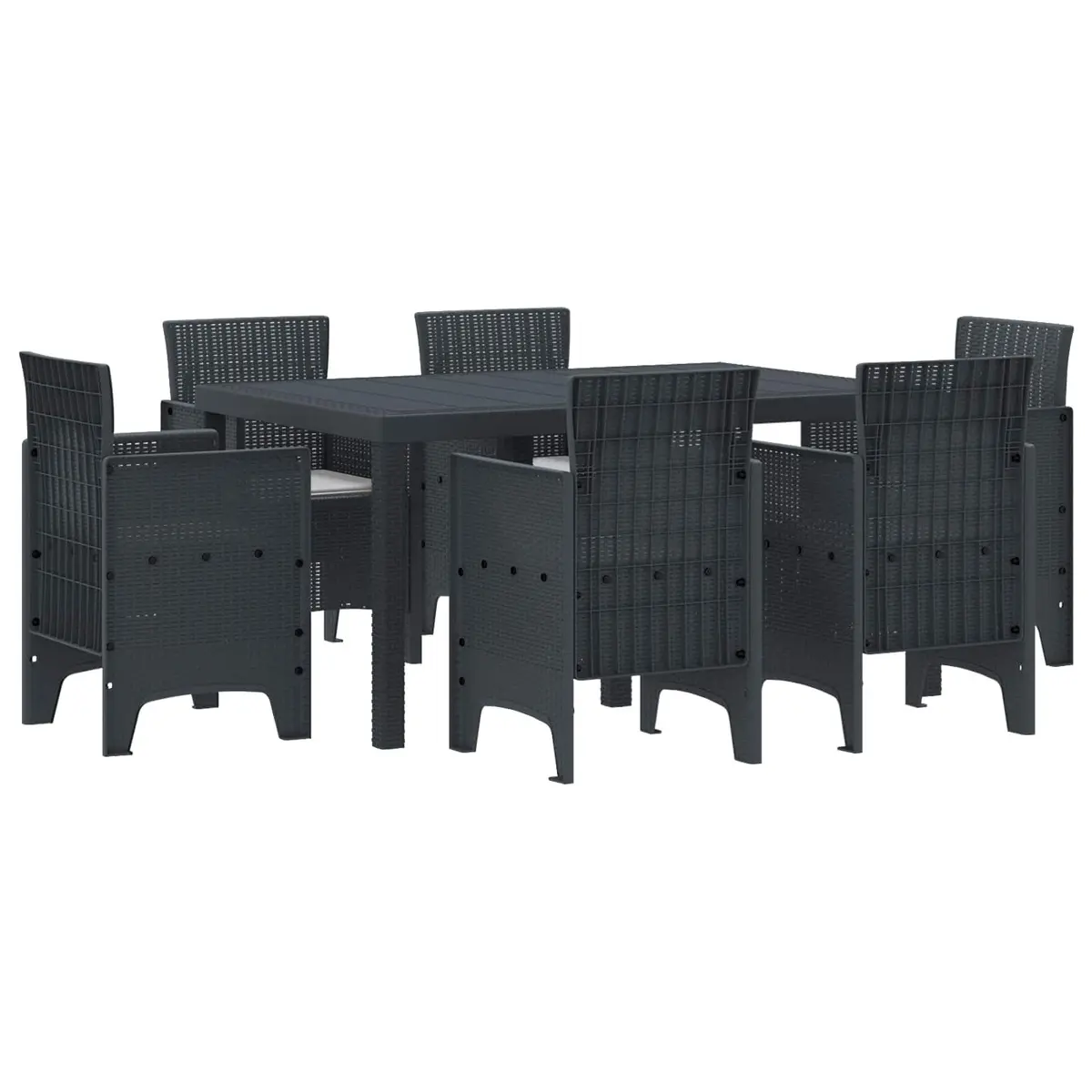 Garden Dining Set 7 Pieces Outdoor Furniture Anthracite Patio Table Chairs