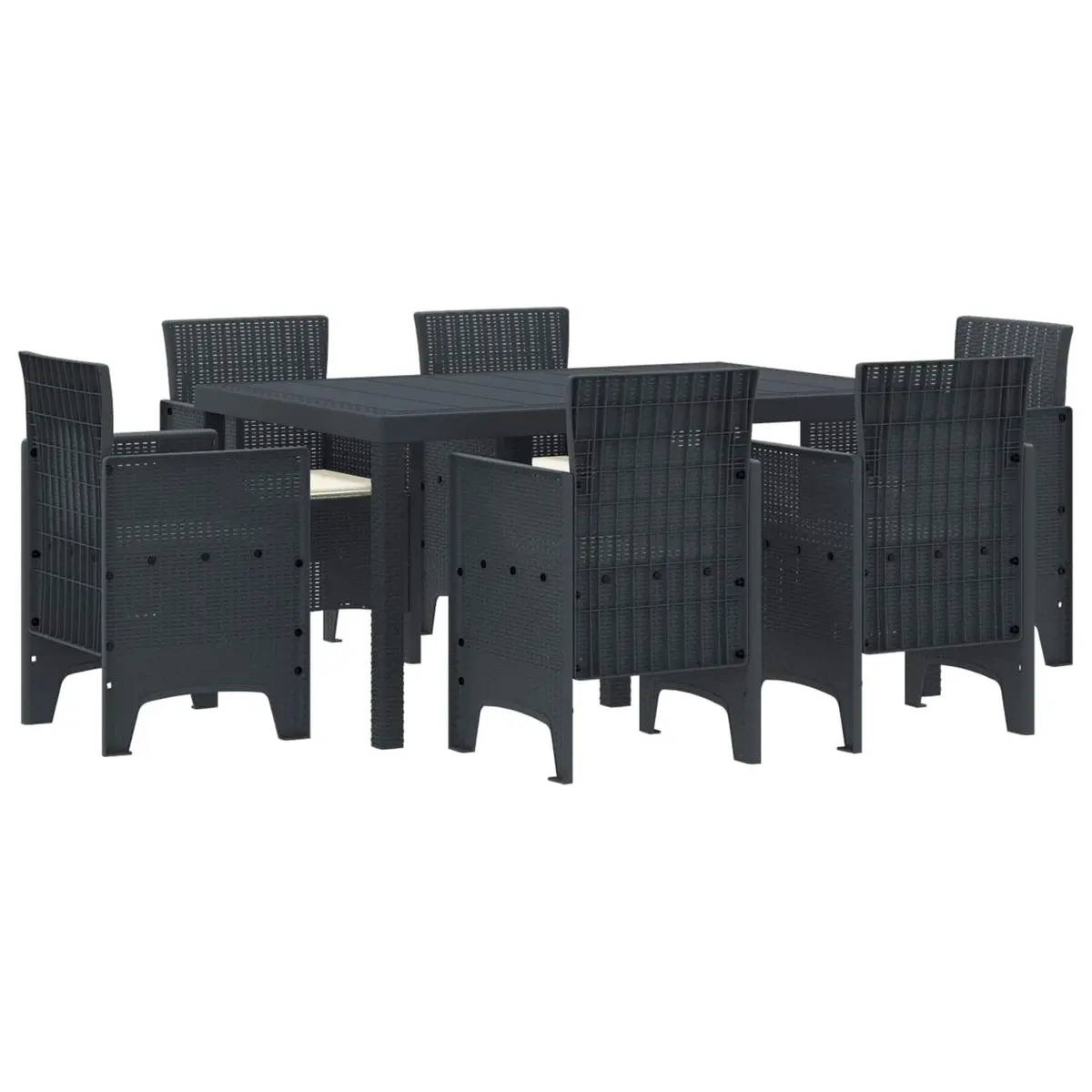 Garden Dining Set 7 Pieces Anthracite Poly Rattan Outdoor Furniture Table Chairs
