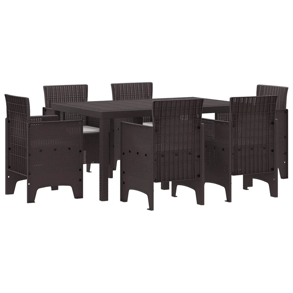Garden Dining Set 7 Piece Outdoor Furniture Brown Poly Rattan Table Chairs