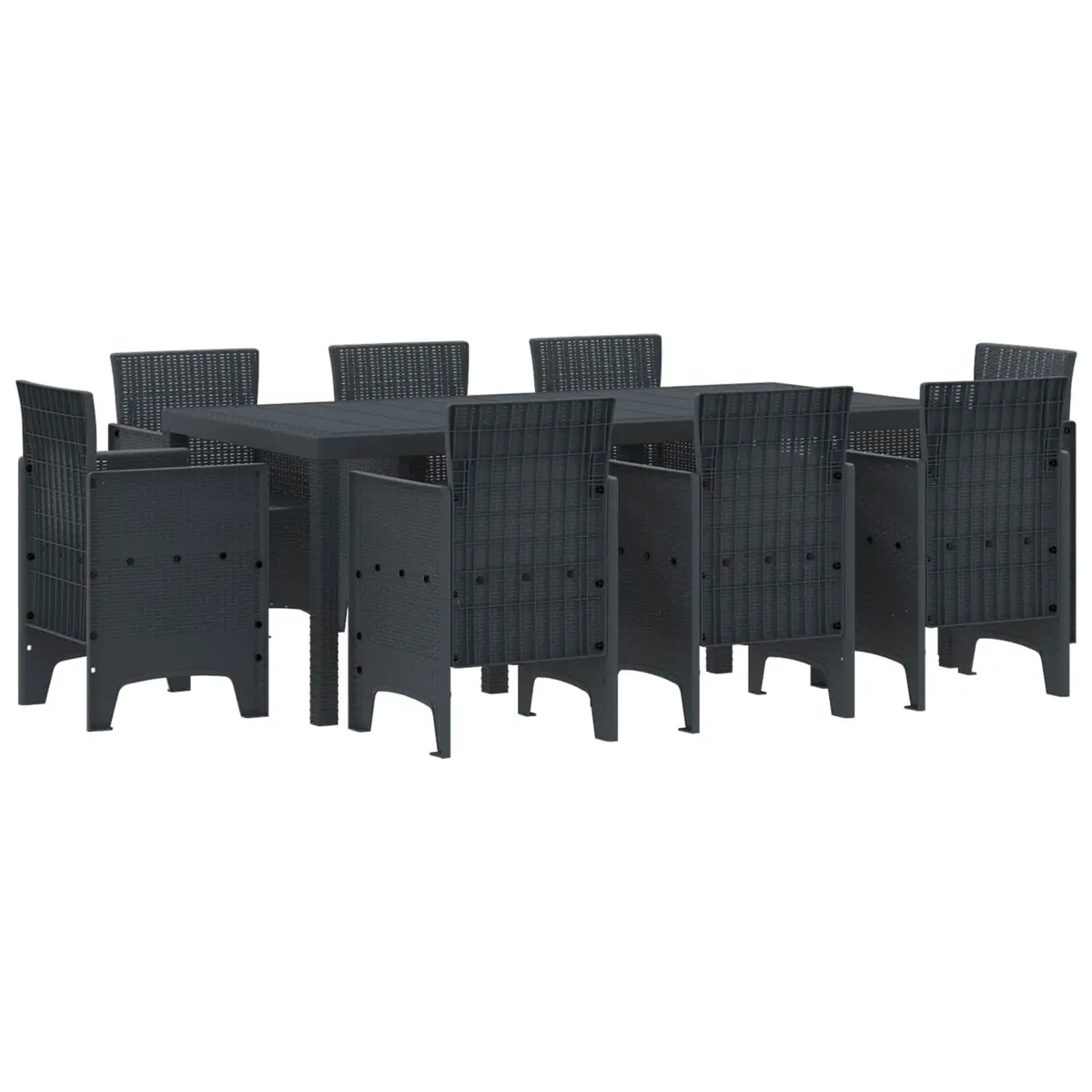 Garden Dining Set 9 Pieces Anthracite Outdoor Table Chairs Patio Furniture