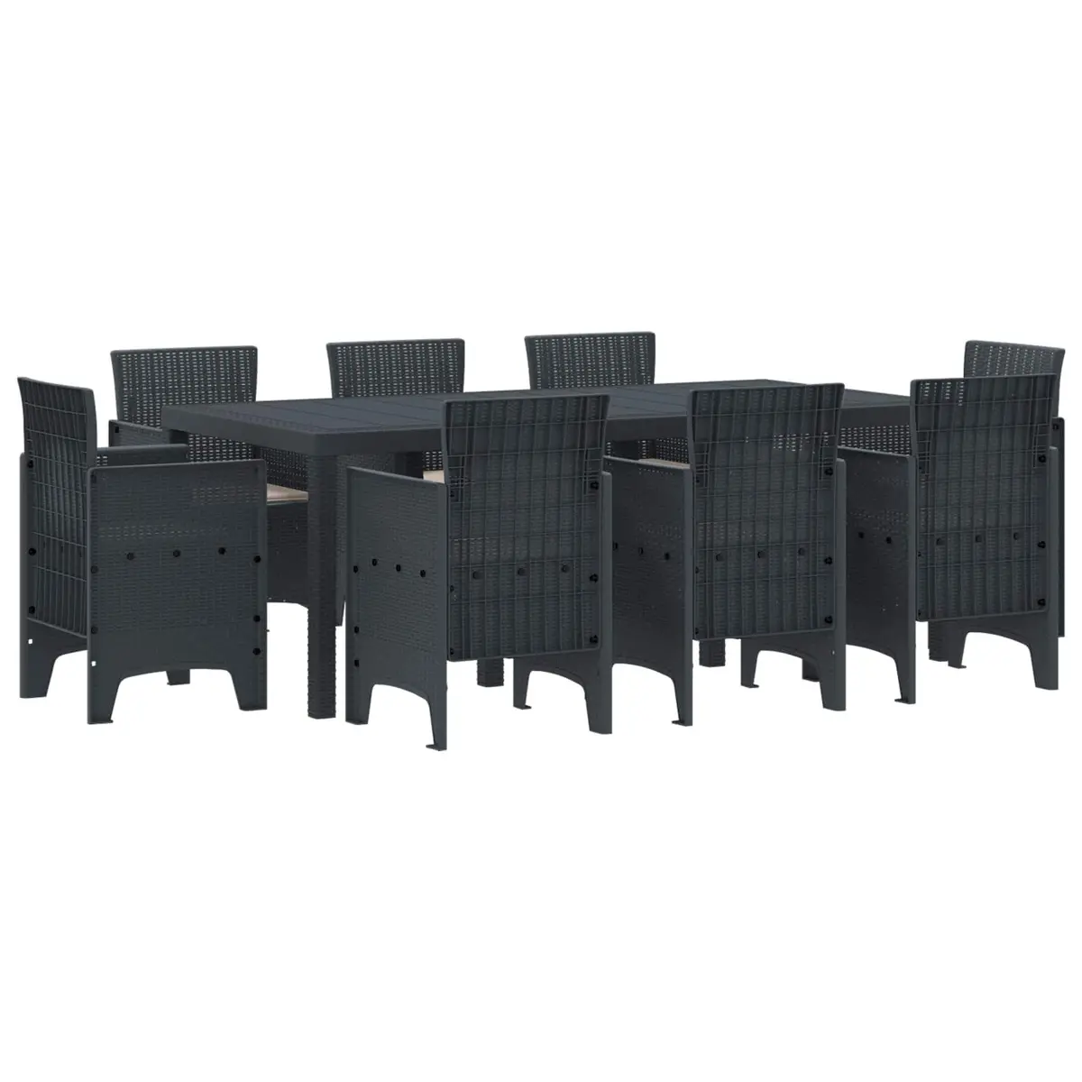 Outdoor Garden Dining Set 9 Piece Anthracite Polypropylene Rectangular Table