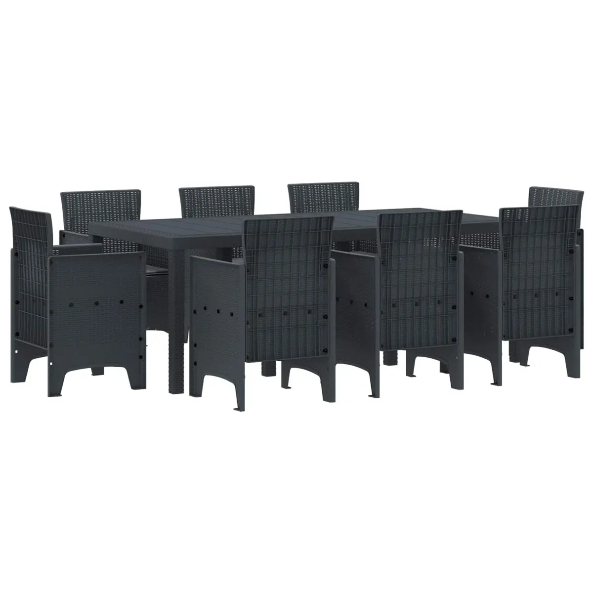 Garden Dining Set Anthracite 9 Piece Outdoor Table Chairs Rattan Style