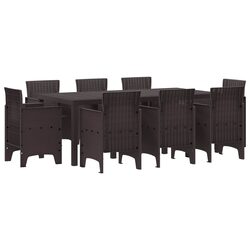 Concise 9-Piece Brown Patio Dining Set