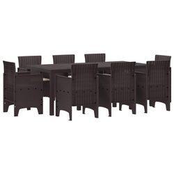 Garden Dining Set 9 pcs Brown Outdoor Furniture Table 6 Chairs Patio Seating