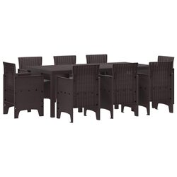 Concise Brown Outdoor Dining Set - 9 Pieces for Your Patio