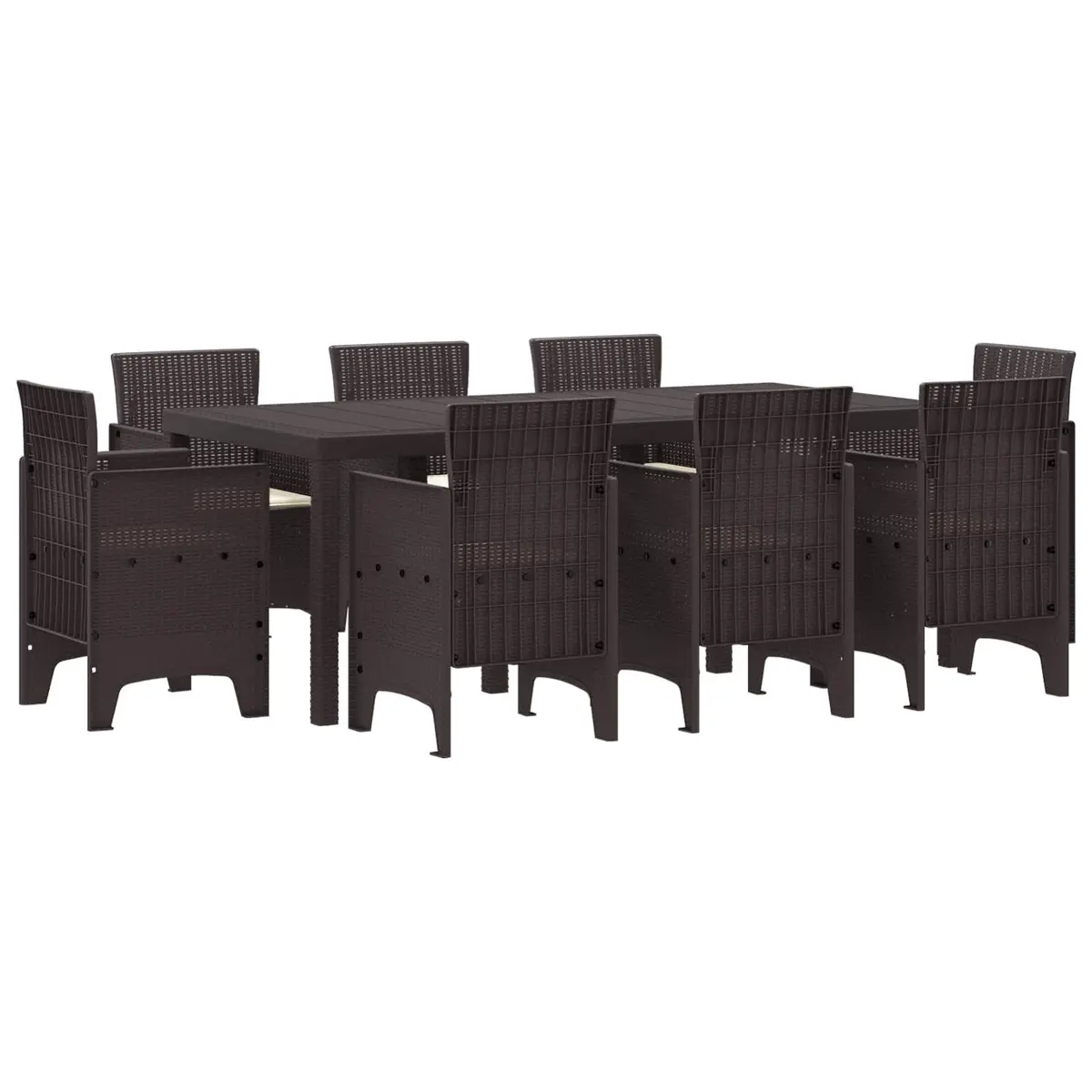Garden Dining Set 9 Pieces Brown Outdoor Furniture Table Chairs Patio Gathering