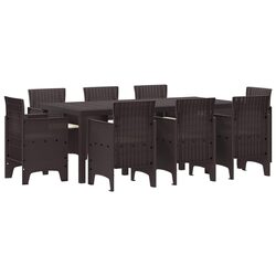 Concise 9-Piece Brown Outdoor Dining Set for Gatherings