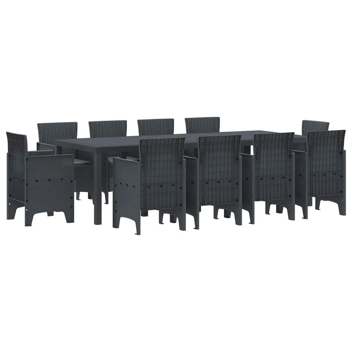 Garden Dining Set Anthracite 11 Pieces Modern Poly Rattan Outdoor Furniture