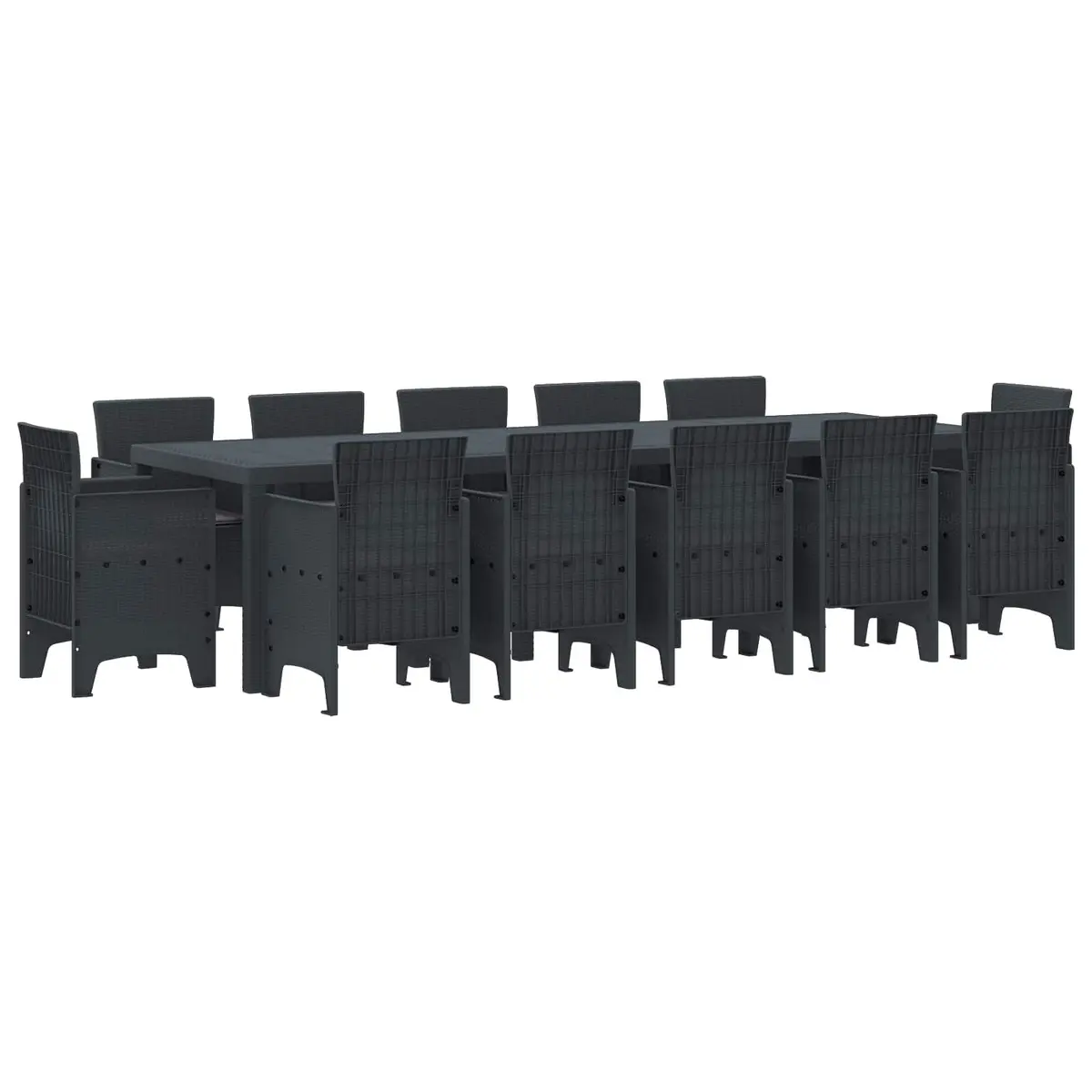 Outdoor Dining Set 13 Pieces Garden Furniture Anthracite Poly Rattan Table