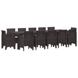 13-Piece Brown Rattan Garden Furniture Set