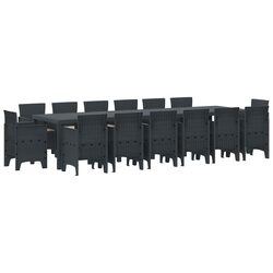 Compact 15-Piece Anthracite Dining Set for Outdoors
