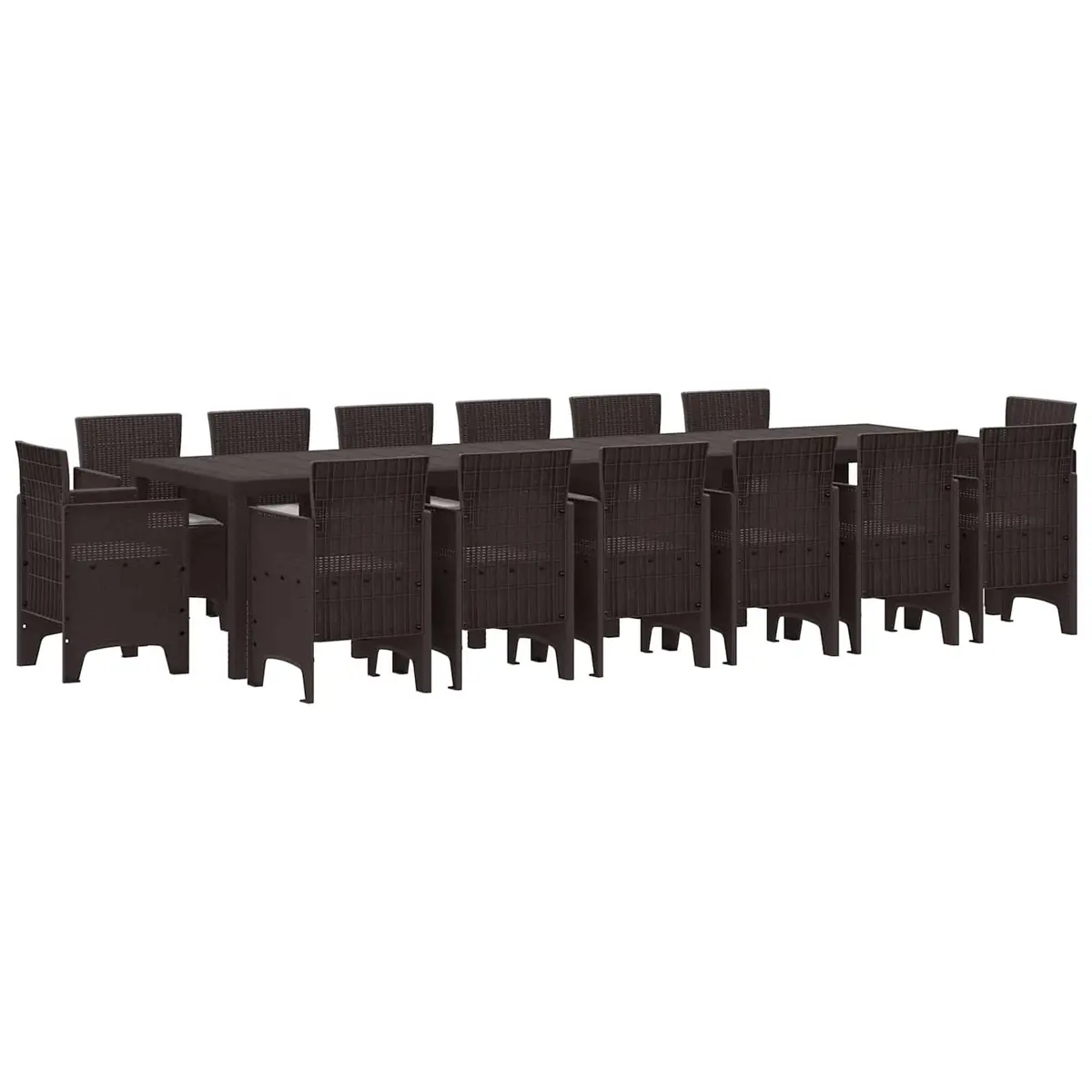 15 Piece Brown Poly Rattan Dining Set