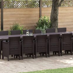 Garden Dining Set 17 Piece Outdoor Furniture Brown Poly Rattan with Cushions