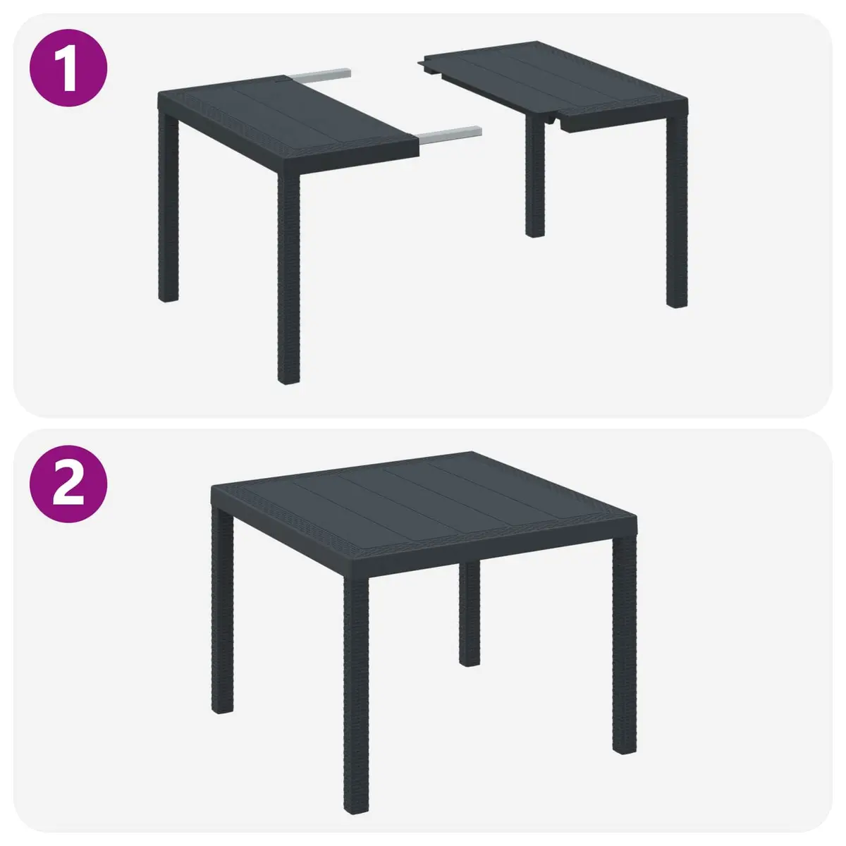 Garden Dining Set 3pcs Anthracite Outdoor Patio Table Chairs Backyard Furniture