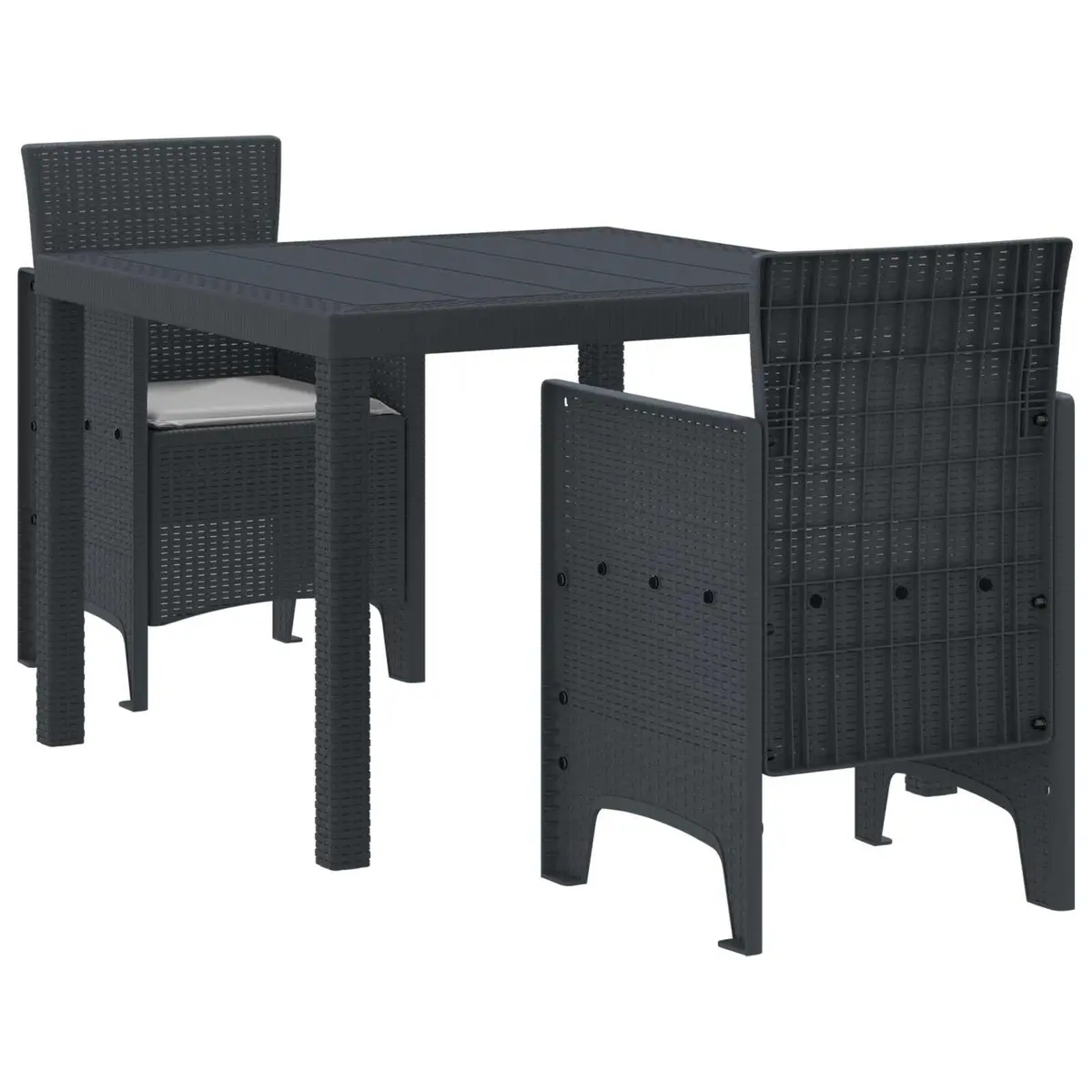 Garden Dining Set 3 pcs Anthracite Outdoor Table Chairs with Cushions Patio Set