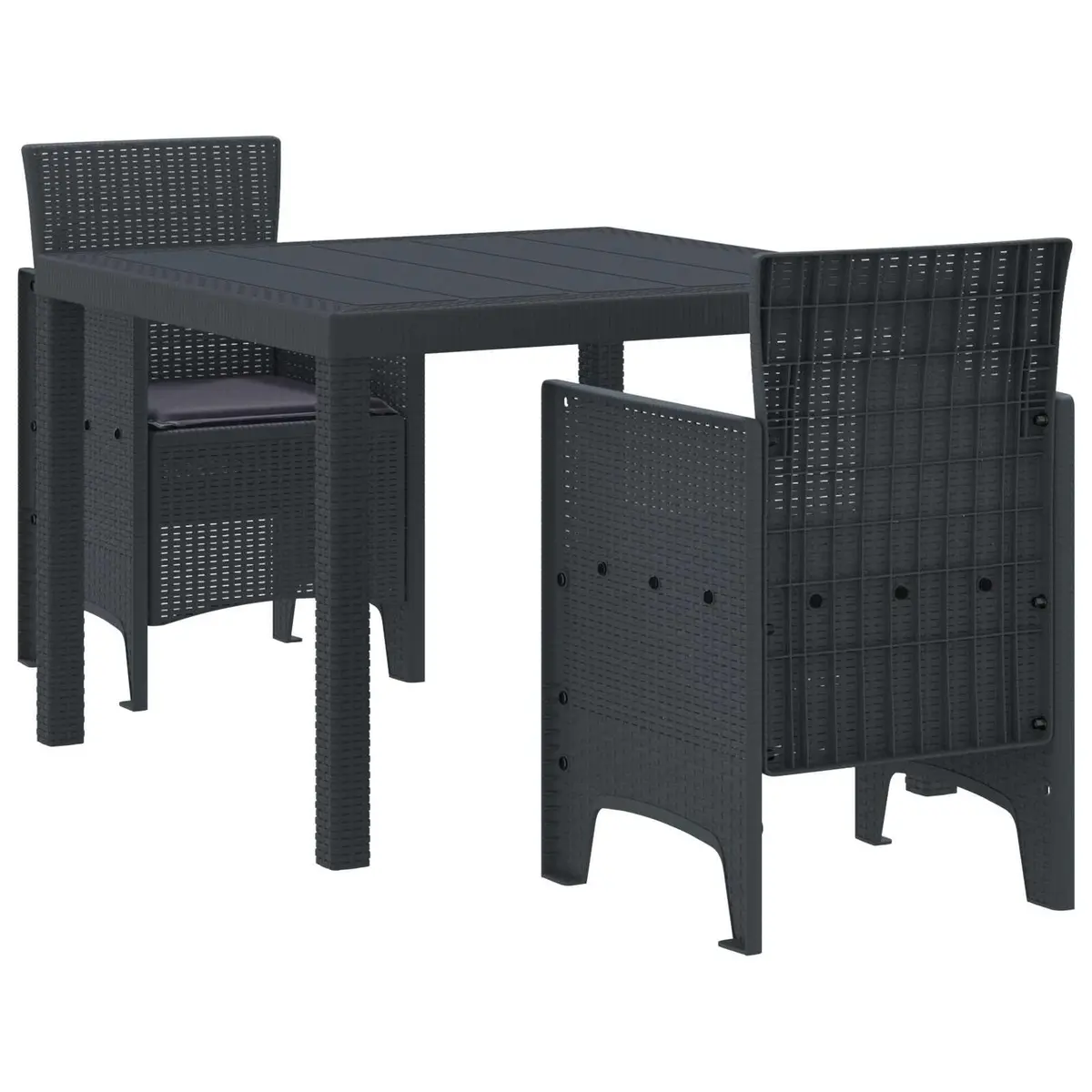 Garden Dining Set 3 pcs Anthracite Outdoor Patio Table Chairs Set