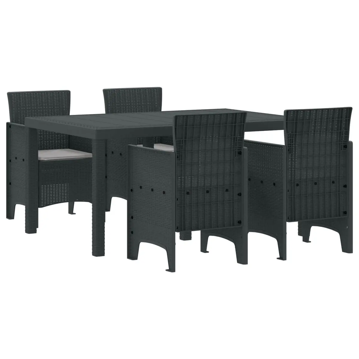 Garden Dining Set 5 Pieces Outdoor Patio Furniture Anthracite Poly Rattan Table