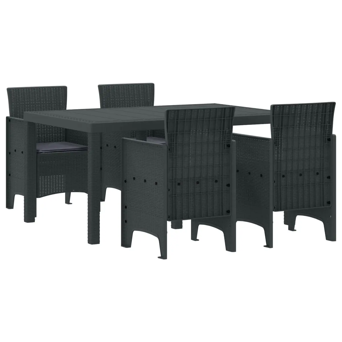Garden Dining Set Anthracite 5 Pieces Outdoor Furniture Poly Rattan Table Chairs