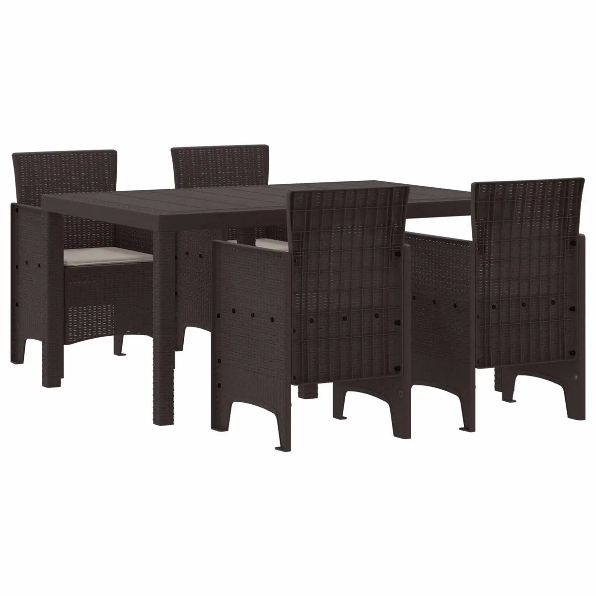 Garden Dining Set 5 Pieces Outdoor Furniture Brown Poly Rattan Table Chairs