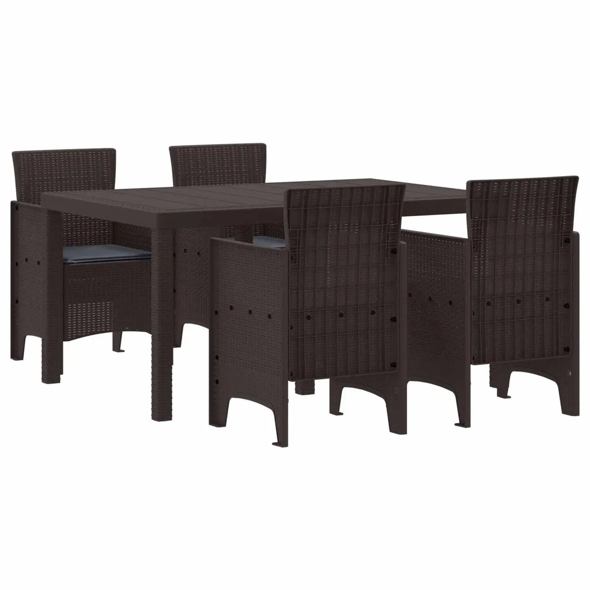 Garden Dining Set 5 Pieces Brown Outdoor Furniture Table Chairs Patio Rattan