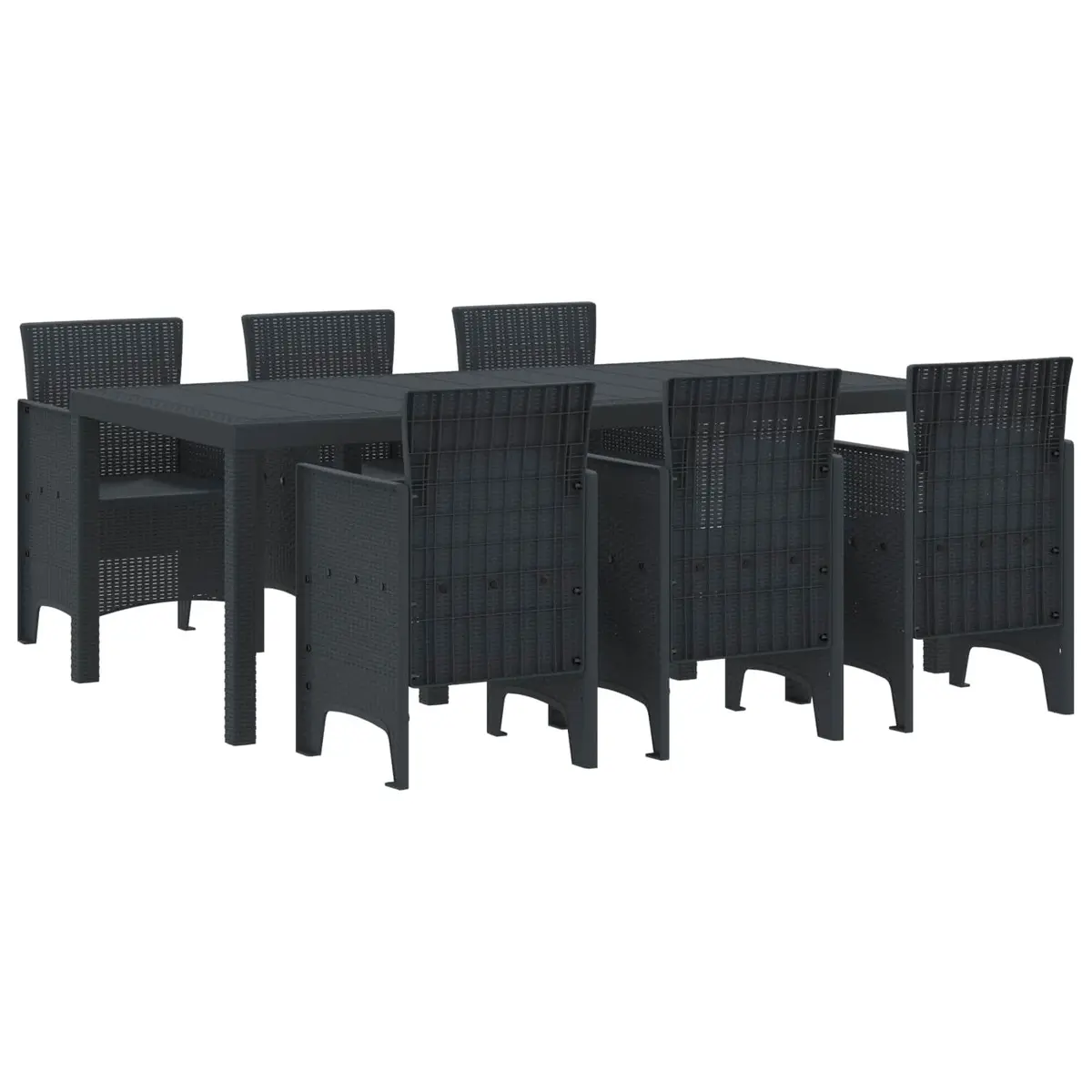 Garden Dining Set 7 Piece Outdoor Furniture Anthracite Polypropylene Table