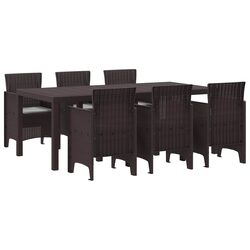 Compact 7-Piece Brown Outdoor Dining Set for Gatherings