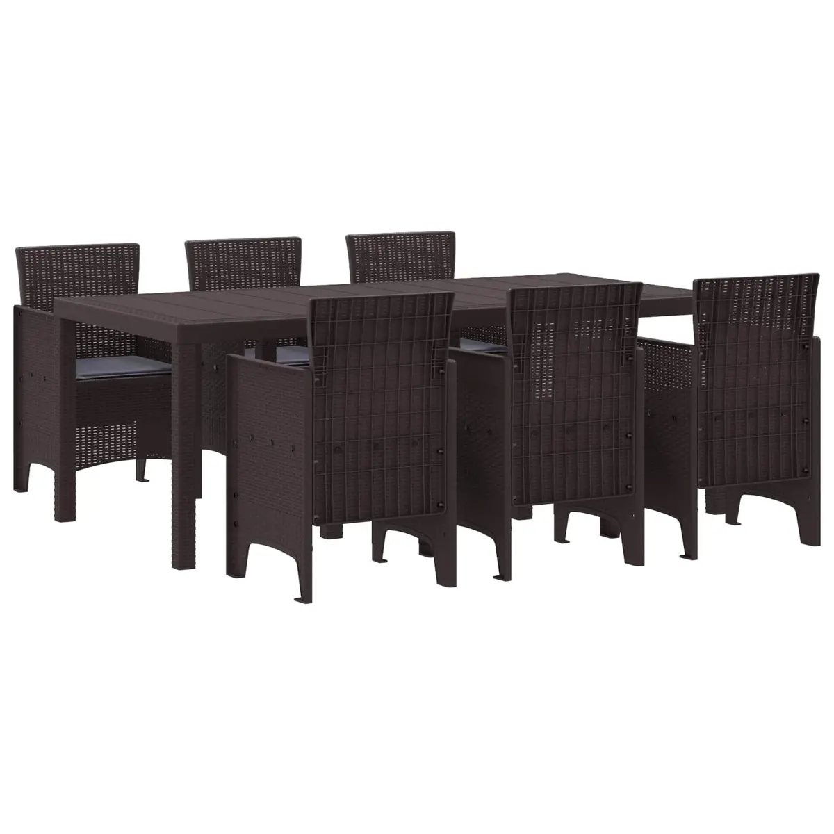 Garden Dining Set 7 Piece Brown Outdoor Furniture Table Chairs Patio