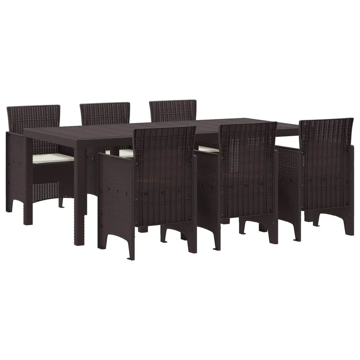 Garden Dining Set Brown 7 Piece Outdoor Furniture Rectangular Table Six Chairs