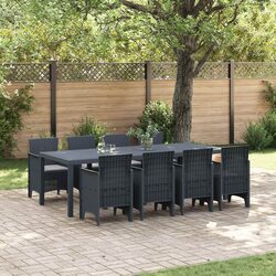 Garden Dining Set 9 Piece Anthracite Outdoor Furniture Poly Rattan Patio Table