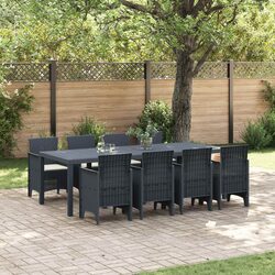 Garden Dining Set 9 Pieces Outdoor Furniture Anthracite Modern Poly Rattan