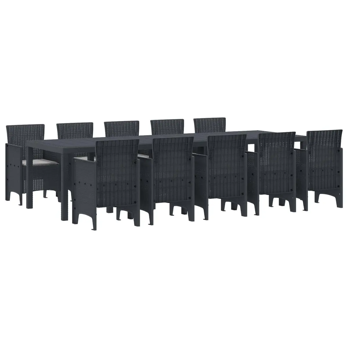 Outdoor Dining Set 11 Pieces Garden Furniture Poly Rattan Anthracite Grey
