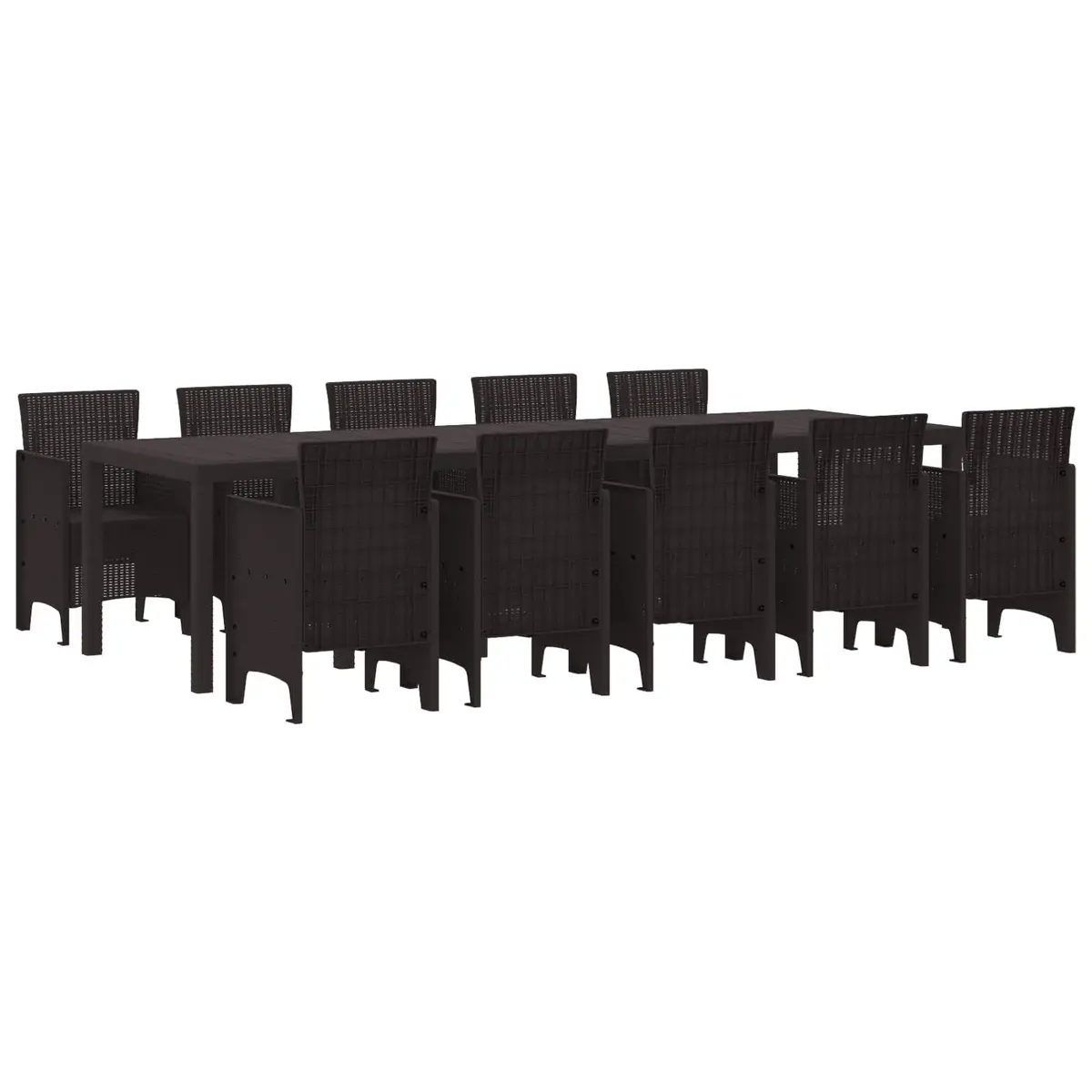 Outdoor Dining Set 11 Piece Brown Rattan Garden Furniture with Cushions
